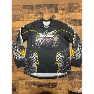 Ski-Doo Team Racing Jersey Mens Large Black Yellow Long Sleeve Snowmobile Shirt